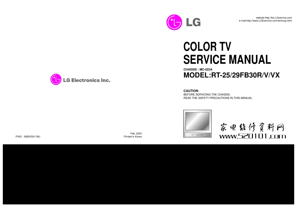 LG RT-29FB30VX彩电维修手册_LG RT-29FB30VX电视机图纸.pdf_第1页