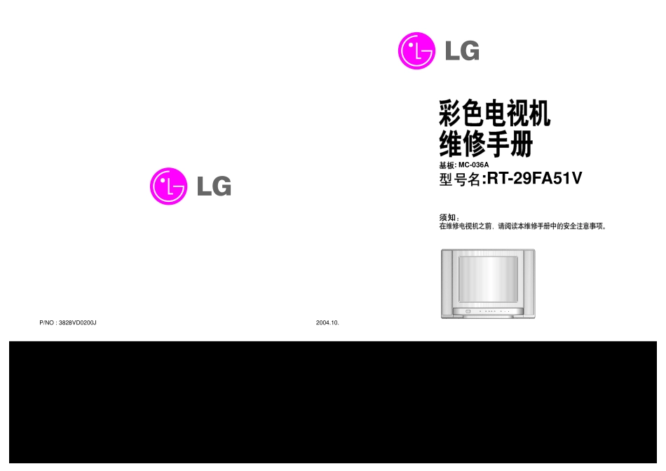 LG RT-29FA51V彩电维修手册（中文）_LG RT-29FA51V电视机中文维修手册.pdf_第1页