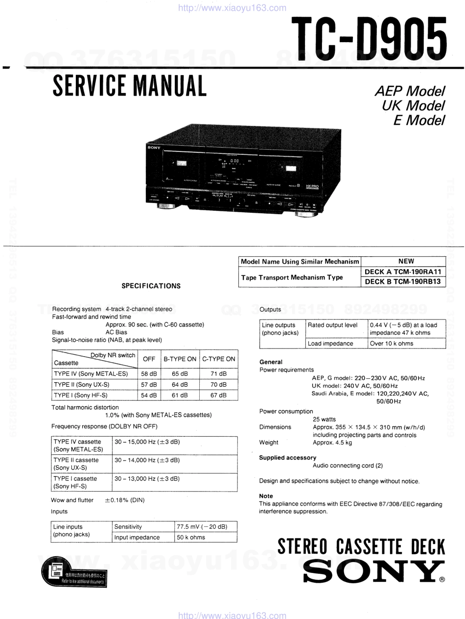 索尼SONY TC-D905电路图.pdf_第1页