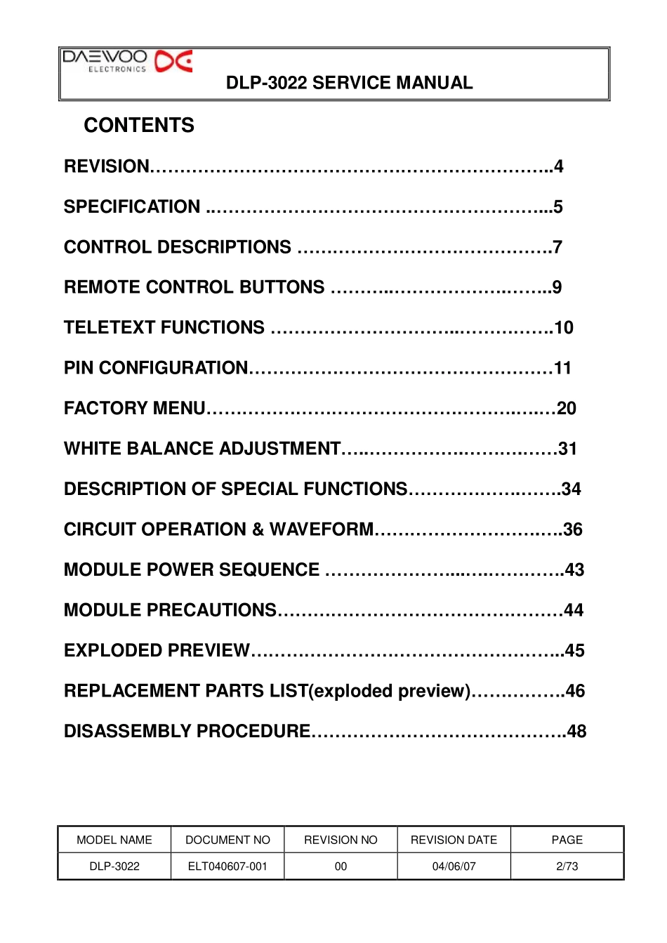 大宇DLP-3022液晶电视维修手册_DLP-3022.pdf_第2页