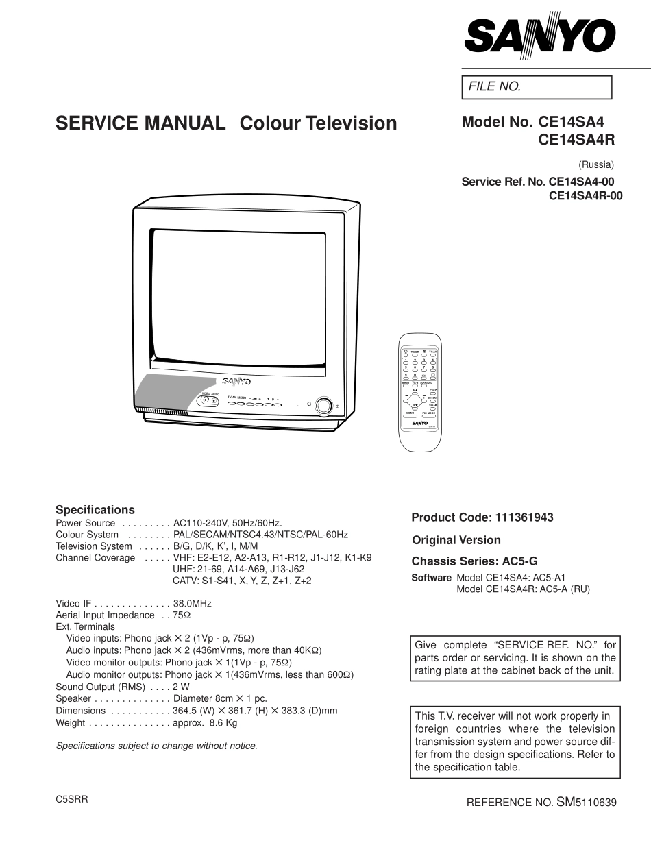 三洋 CE14SA4(AC5-G)彩电图纸.pdf_第1页