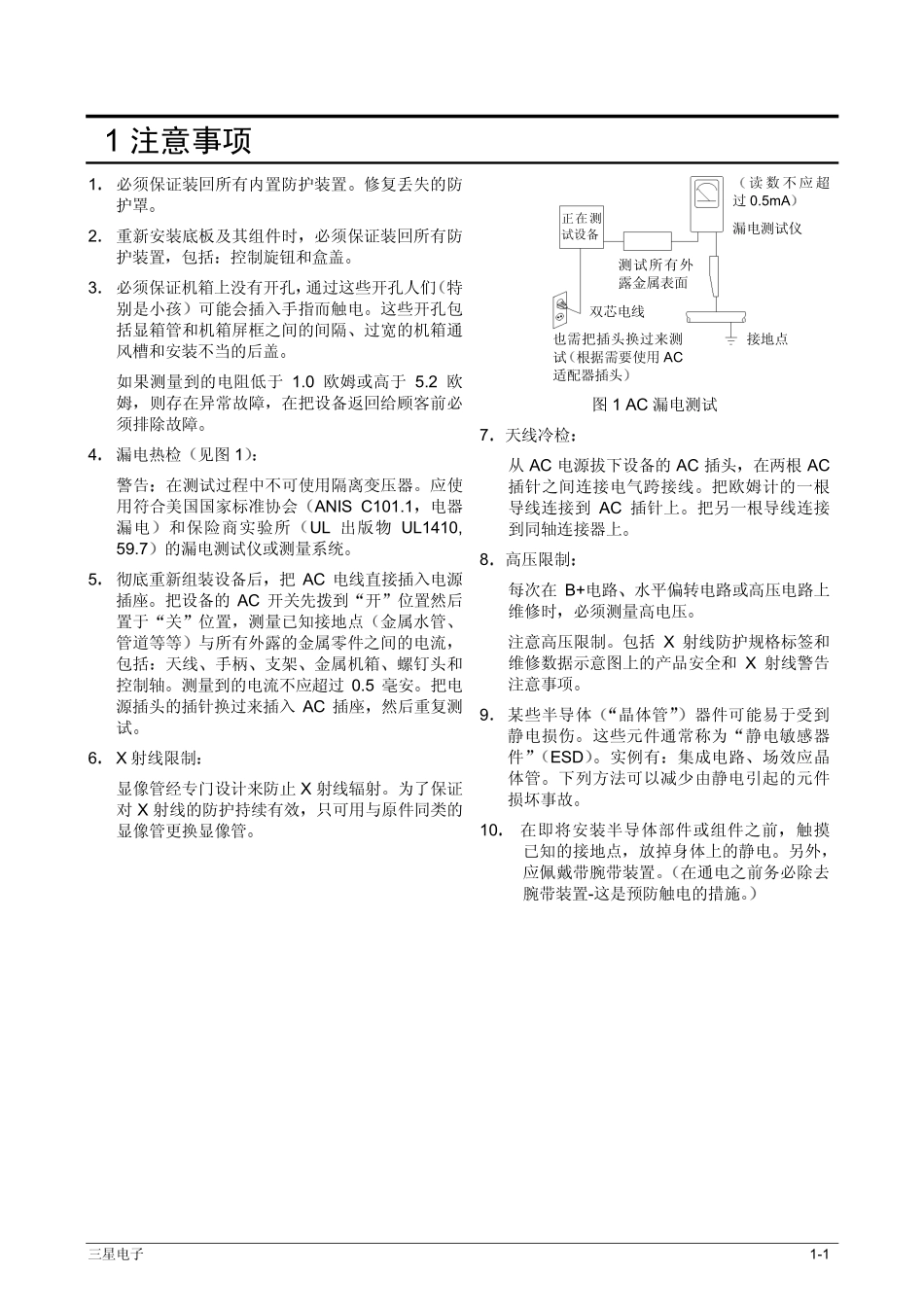 三星VP-D590摄像机维修手册和图纸_注意事项.pdf_第1页