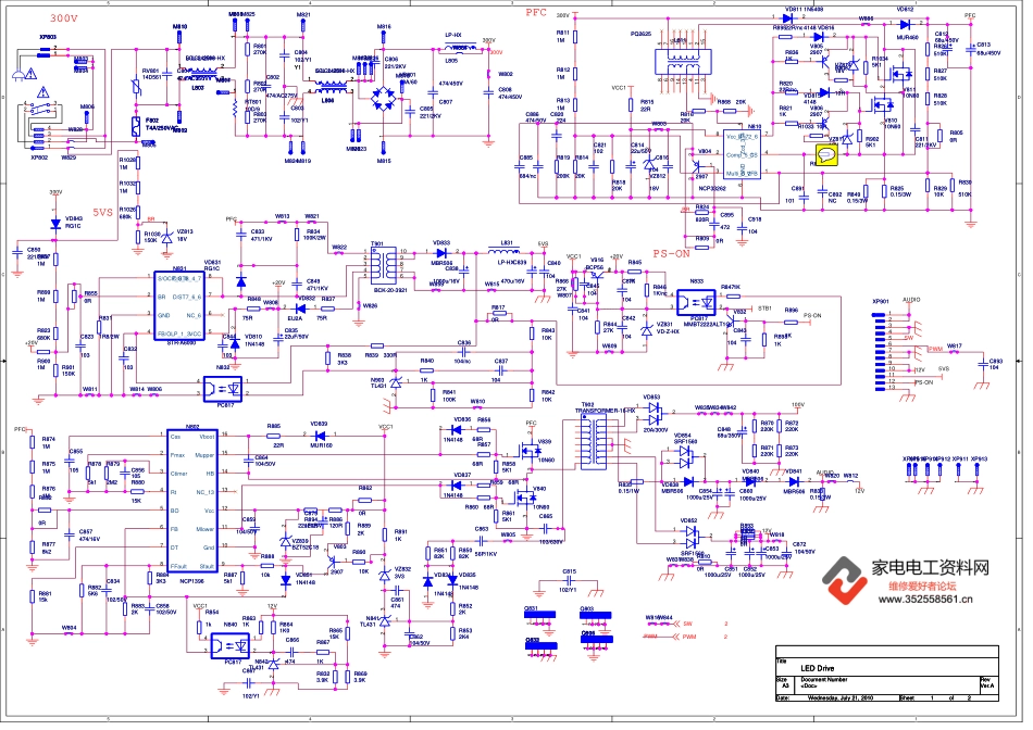 海信LED42K01P液晶电视（2264板）电源板电路图.pdf_第1页