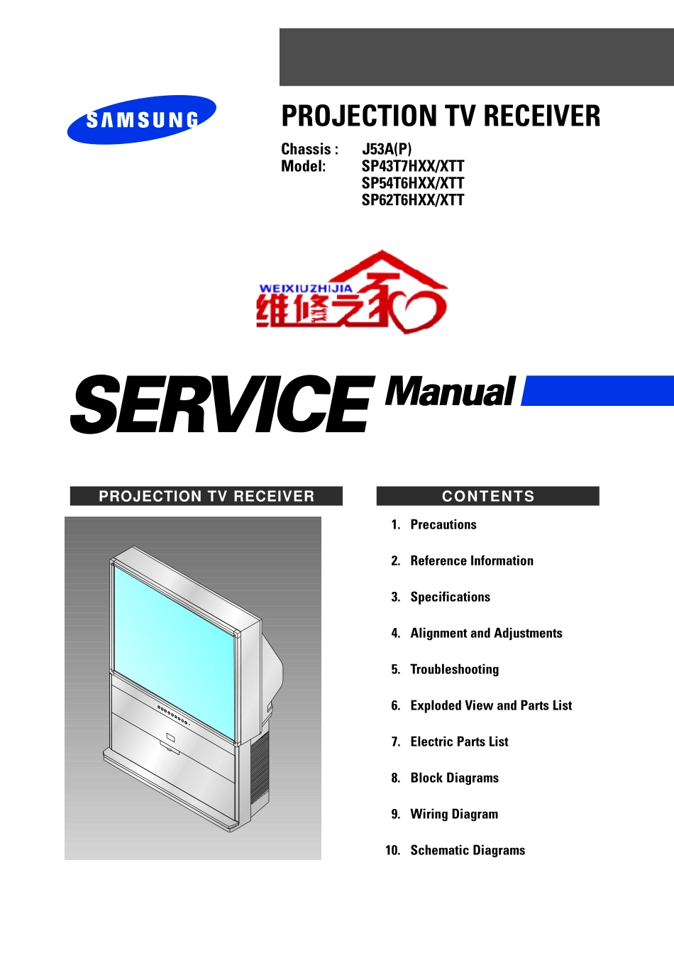 三星SP62T6HXX_XTT维修手册（英文）_三星-SP62T6HXX_XTT-英文维修手册.pdf_第1页