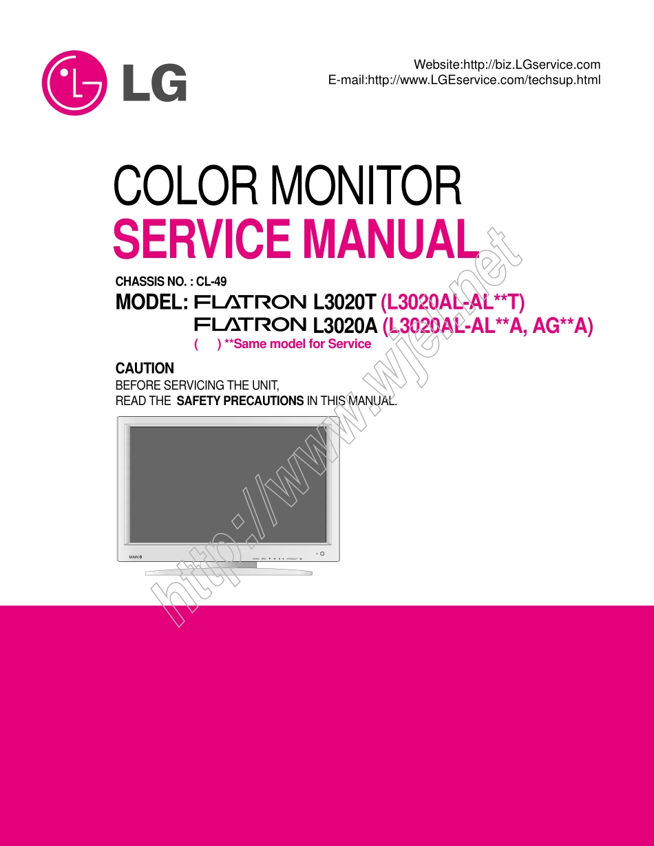 LG L3020A液晶显示器维修手册和图纸.pdf_第1页