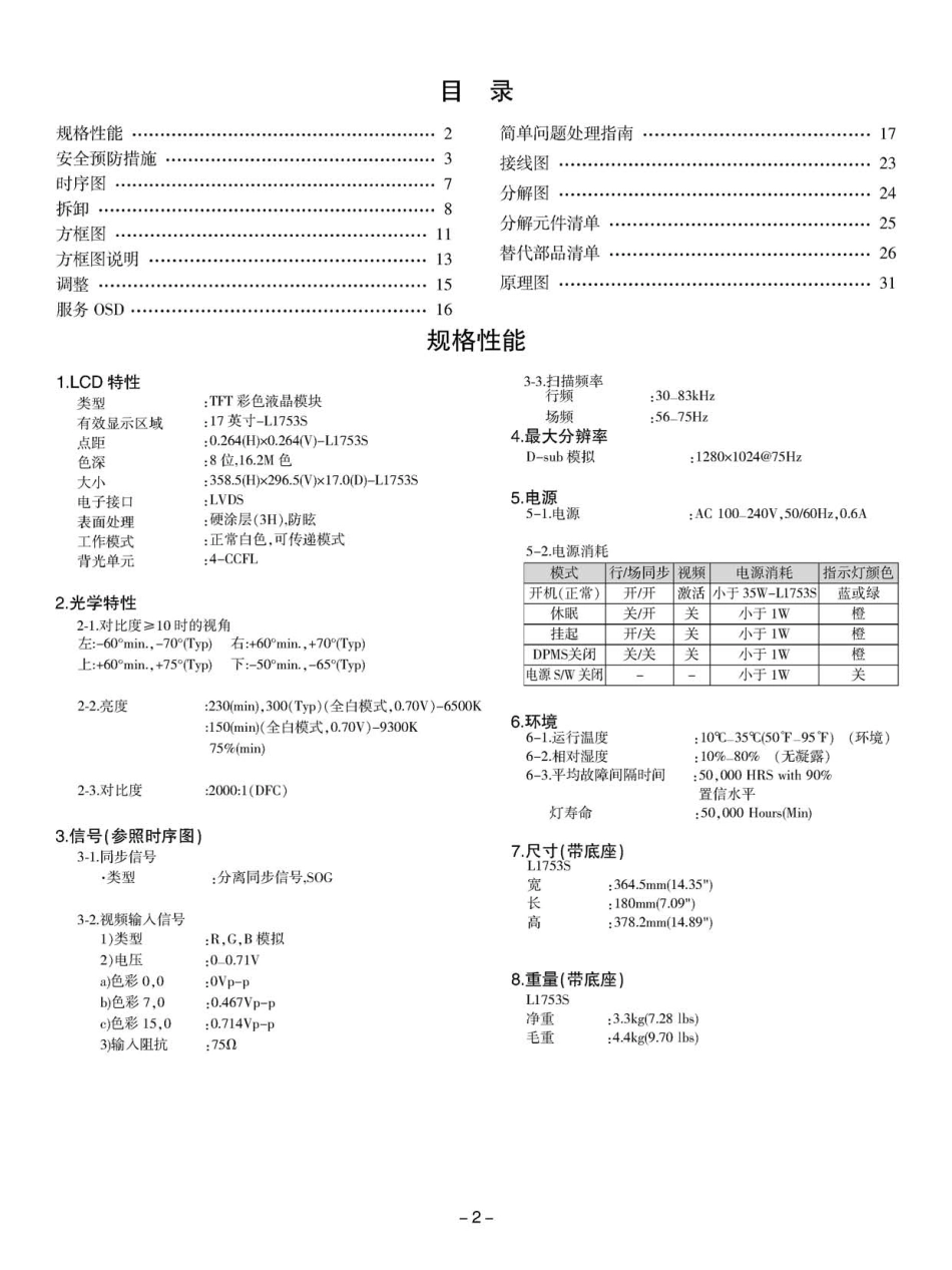 LG L1953S液晶显示器维修手册和图纸_LG_L1953S.pdf_第2页