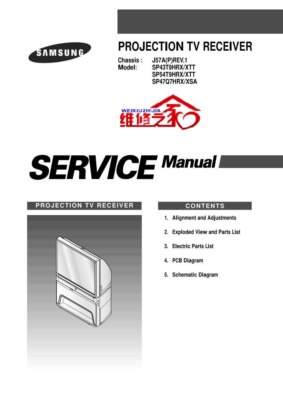 三星SP43T9HRX_XTT维修手册（英文）_三星-SP43T9HRX_XTT-英文维修手册.pdf_第1页