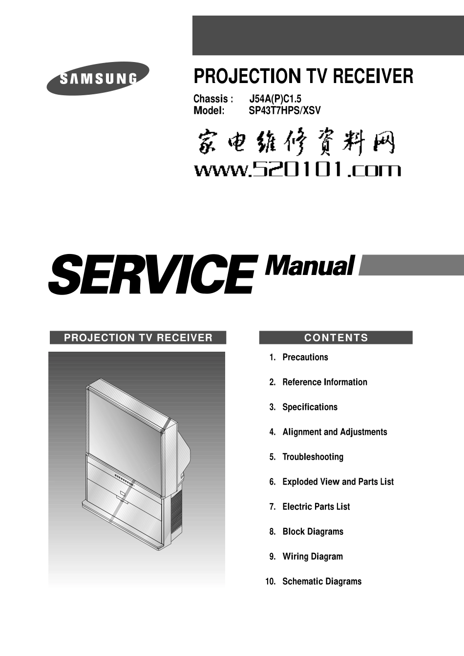 三星SP43T7HPS背投电视维修手册_三星SP43T7HPS背投.pdf_第1页