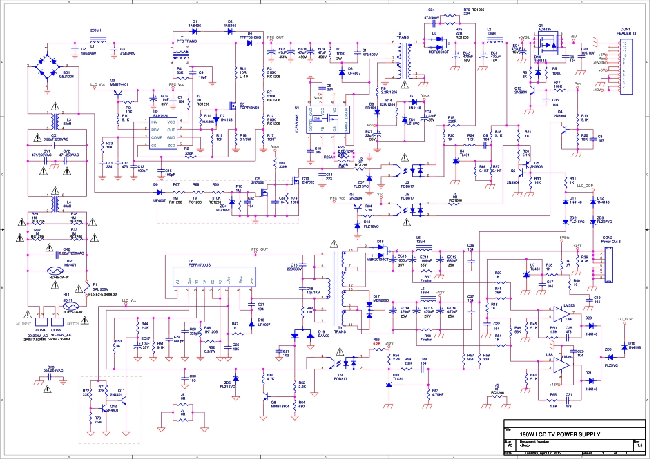 海尔TV3202-ZC02-01电源板（180W LCD）电路原理图.pdf_第1页