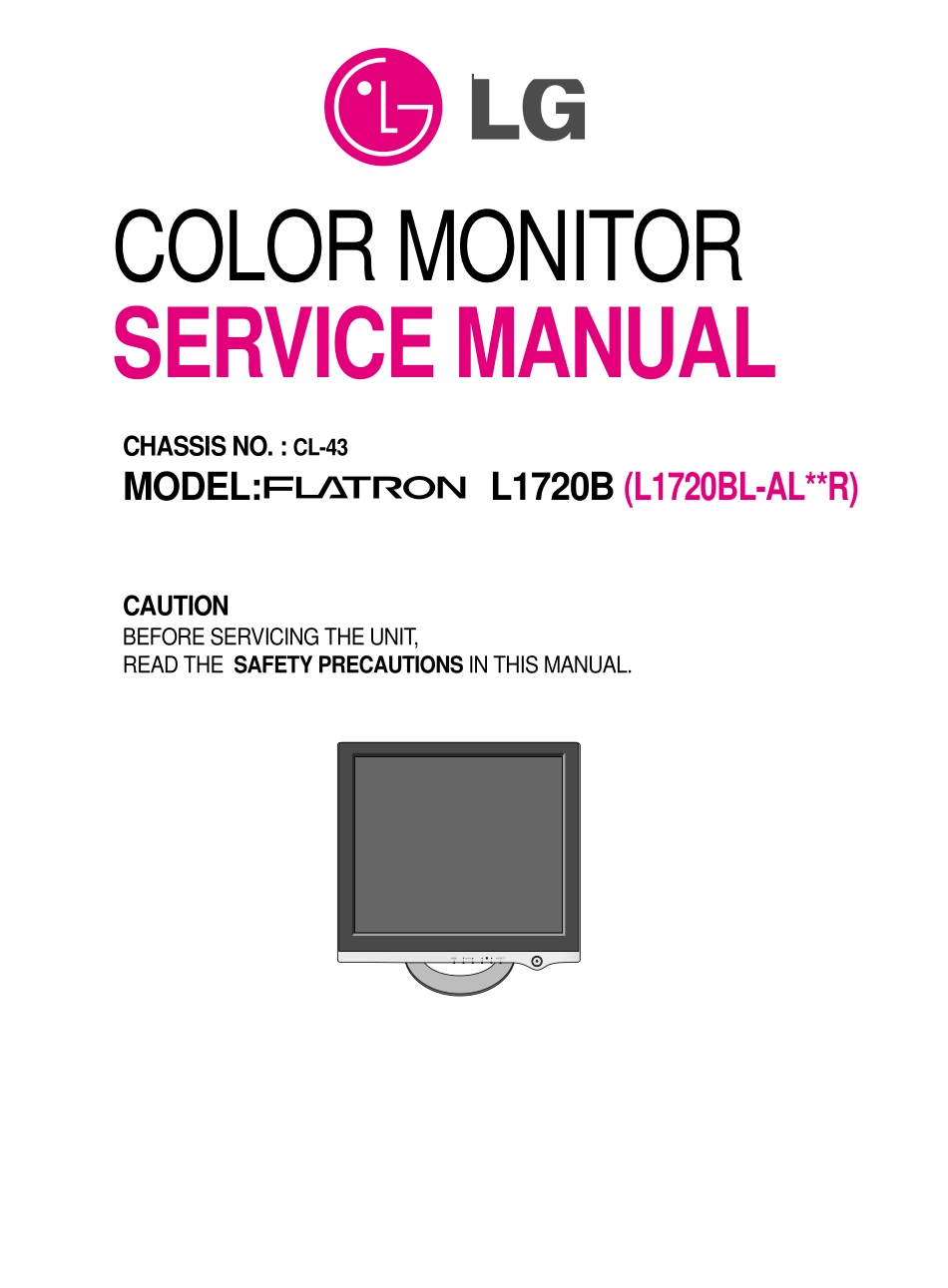 LG L1720BL-E(CL-43)液晶显示器维修手册_LG_L1720BL-E(CL-43).pdf_第1页