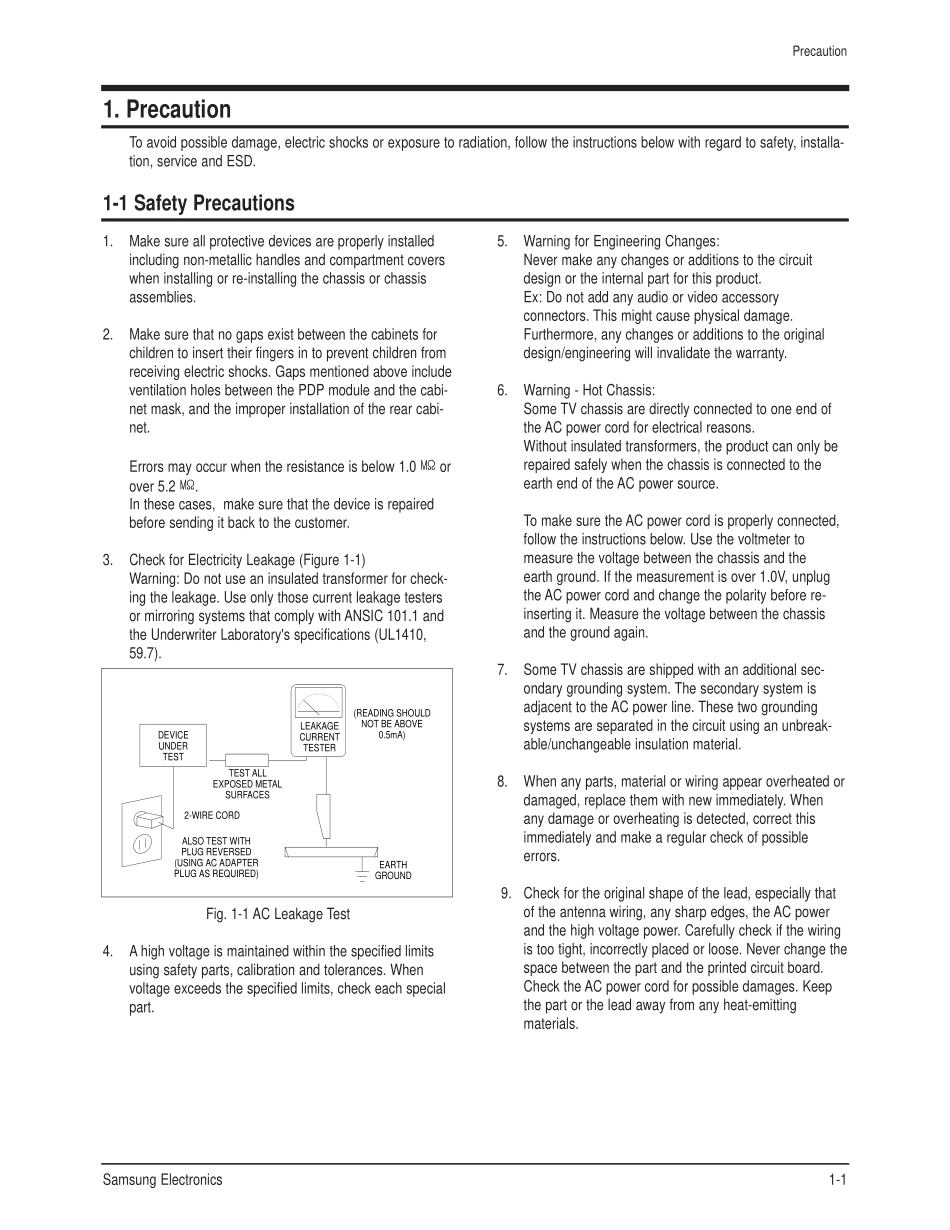 三星PS50C91HX-XTT等离子电视维修手册_preca-1.pdf_第1页