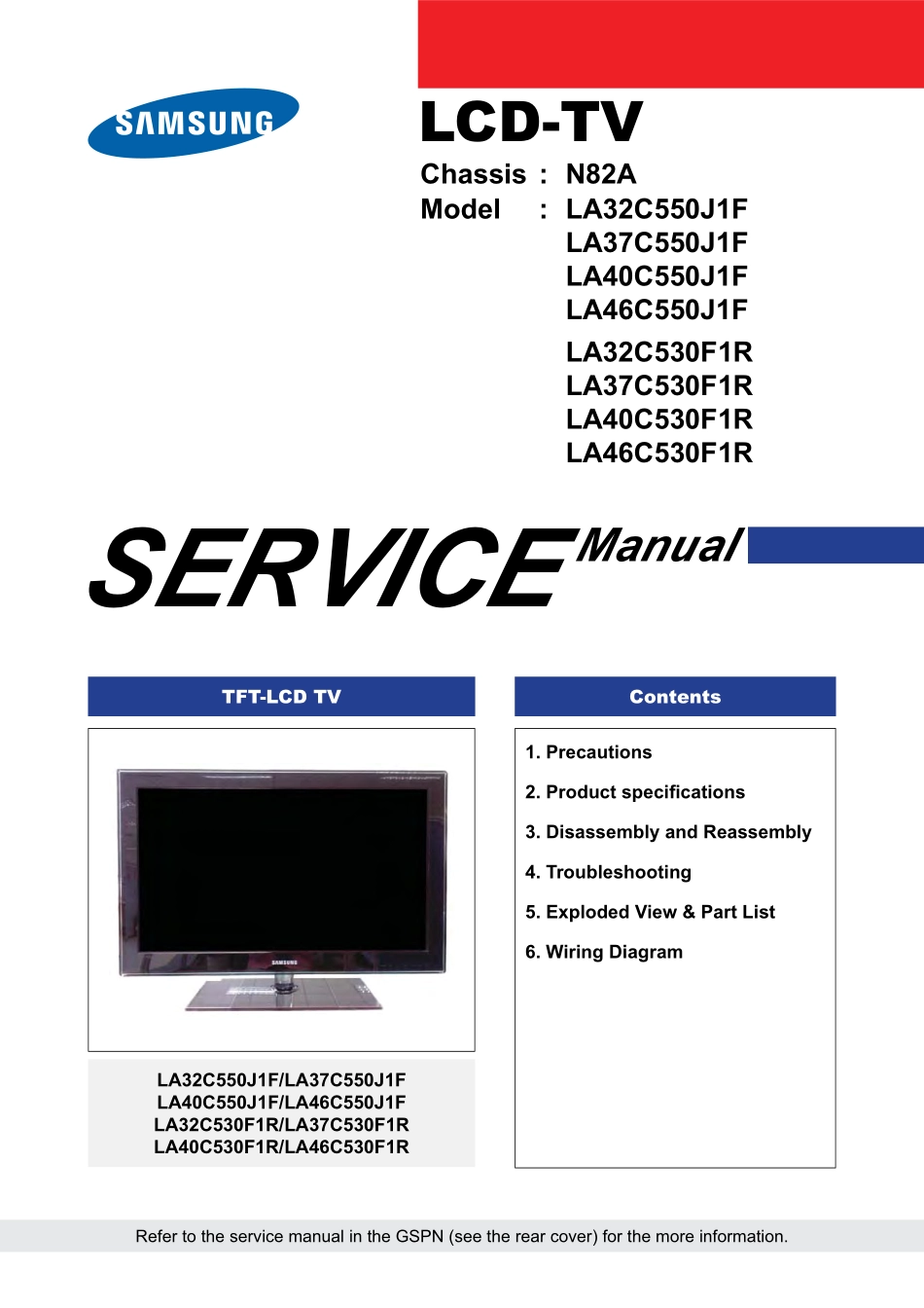 三星LA46C550J1F液晶电视维修手册.pdf_第1页