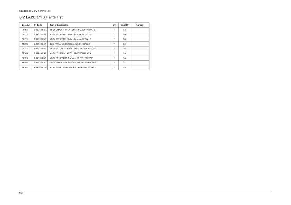 三星LA40R71B液晶电视原理图_10_Exploded View & Part List(060629).pdf_第2页