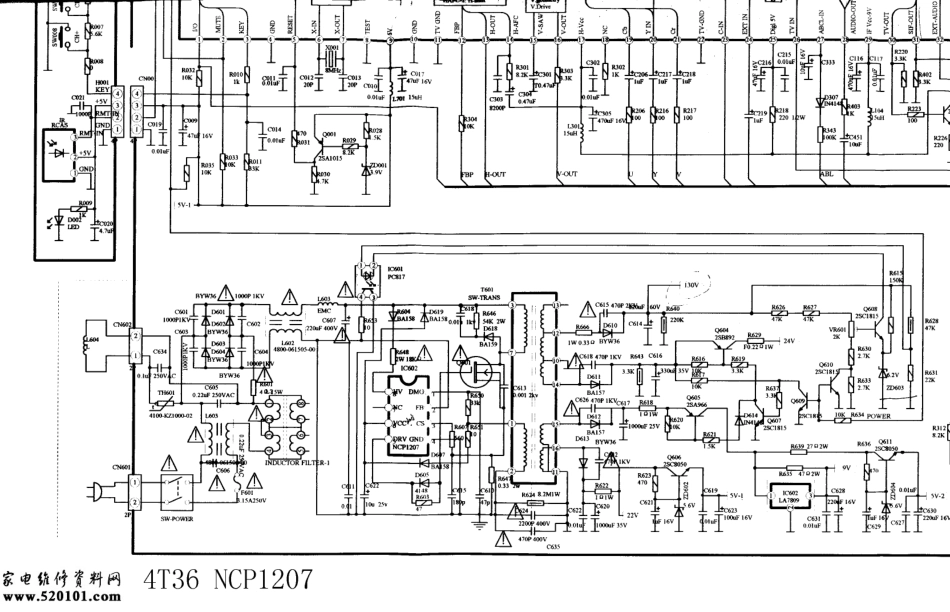 创维彩电4T36机芯（NCP1207 电源1207 解码8823）电路图.pdf_第1页