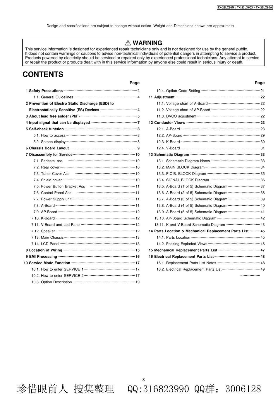 松下TX-23LX60X液晶电视（LH59机芯）维修手册和图纸_TX-23LX60A.pdf_第3页