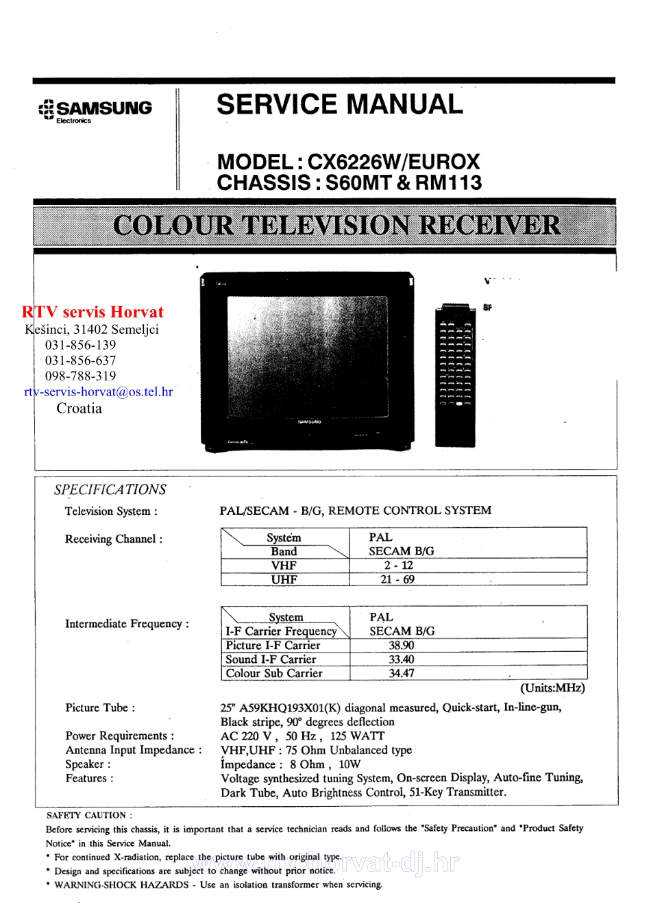 三星CX6226W彩电原理图_三星CX6226W.pdf_第1页