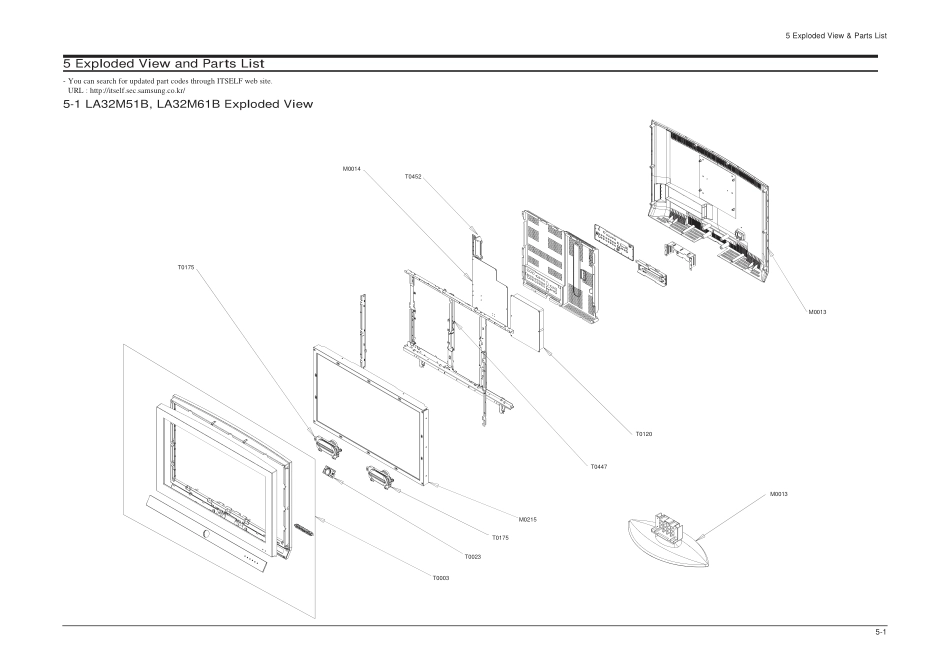 三星LA32M61BXXTT维修手册_10_Exploded View & Part List.pdf_第1页