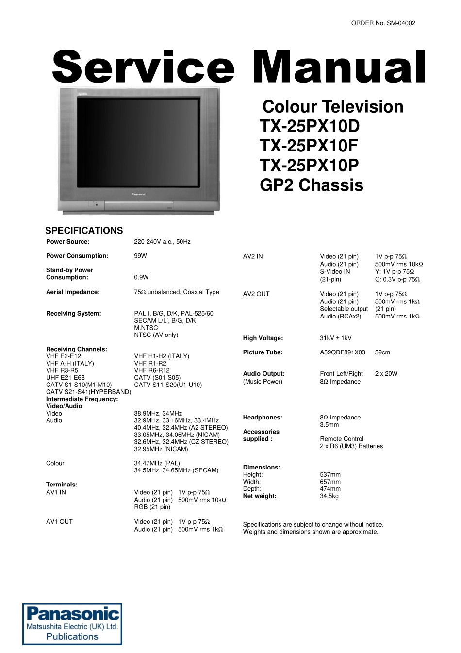 松下TX-25PX10F彩电维修手册.pdf_第1页