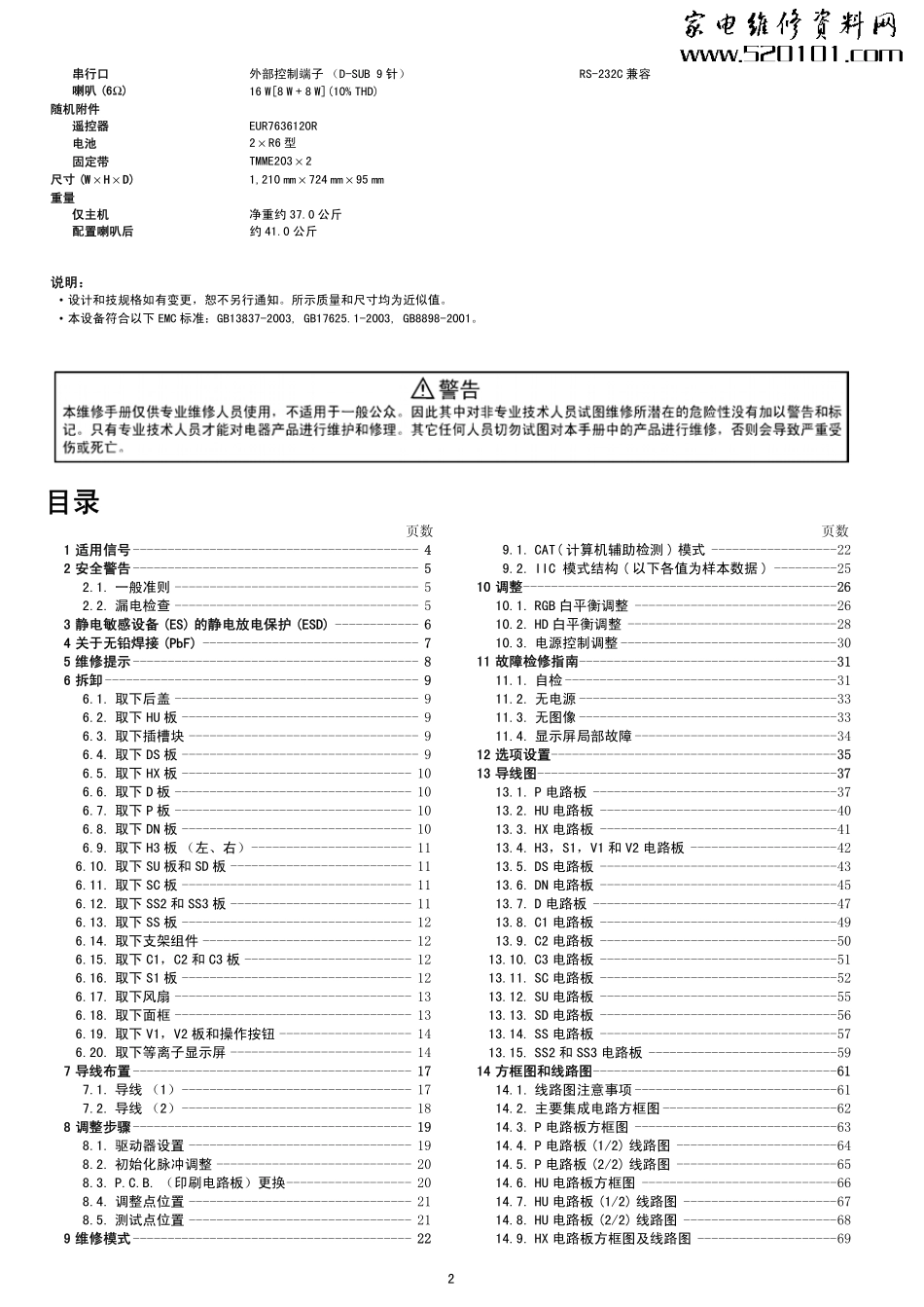 松下TH-50PH10CS等离子电视维修手册和图纸.pdf_第2页