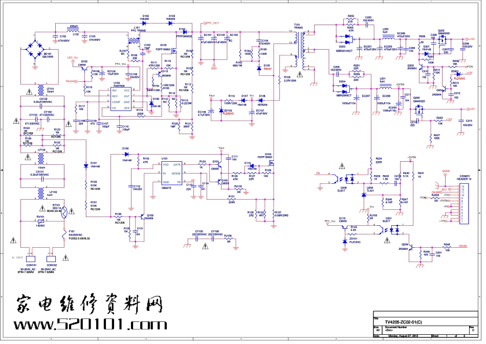 海尔LD50U3000液晶电视（6A600）电源板原理图.pdf_第1页