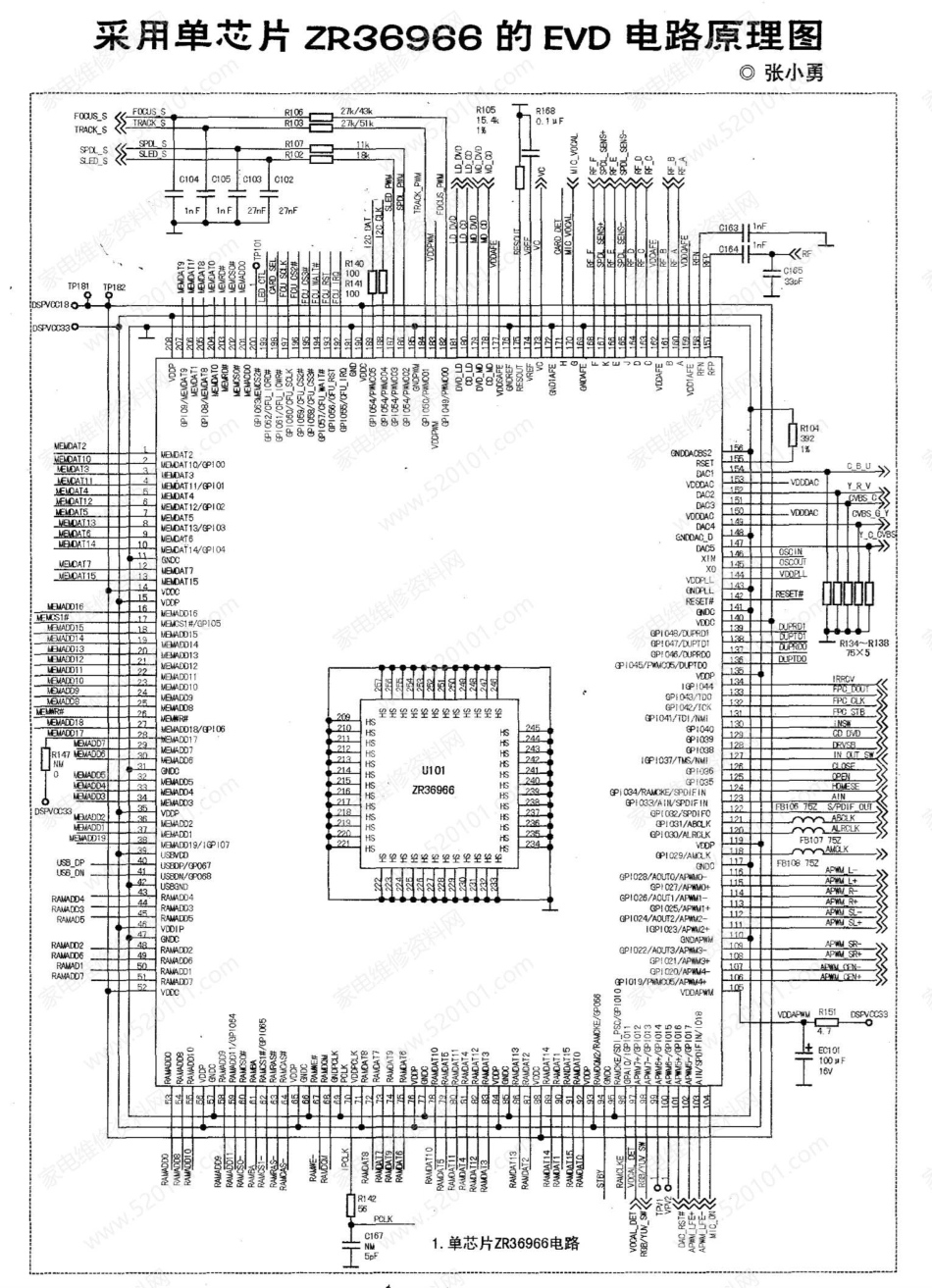 采用单芯片ZR36966的EVD电路原理图.pdf_第1页