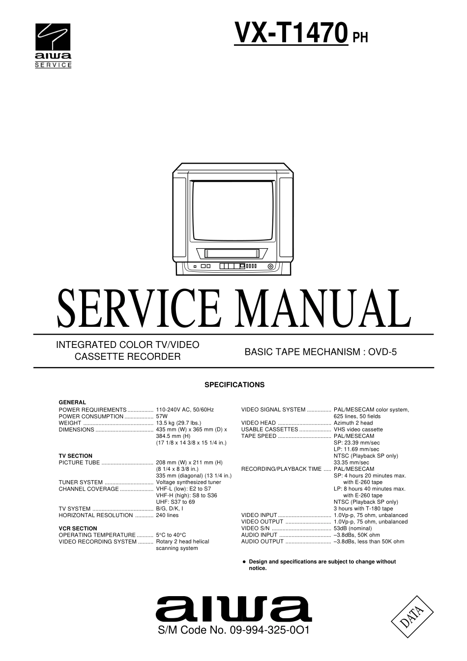 爱华VX-T1470PH电视机电路原理图_AIWA_VX-T1470PH.pdf_第1页