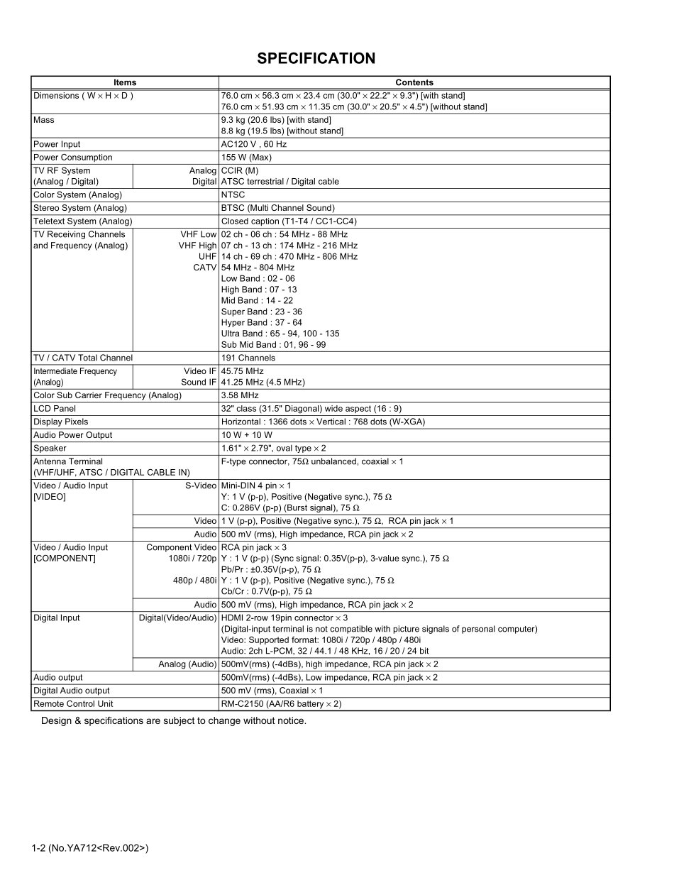 JVC胜利LT-32A200液晶电视维修手册_JVC_LT-32A200.pdf_第2页