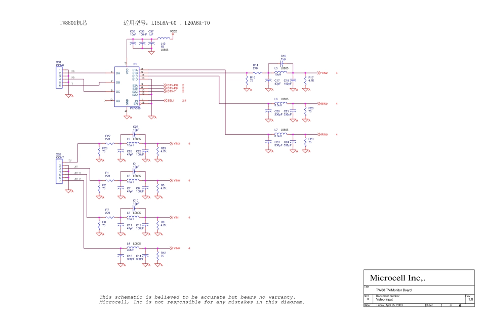 海尔L15L6A-G0、L20A6A-T0（TW8801机芯）电路原理图.pdf_第1页