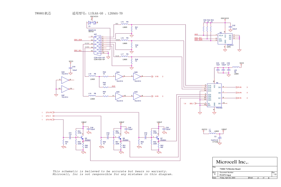 海尔L15L6A-G0、L20A6A-T0（TW8801机芯）电路原理图.pdf_第2页