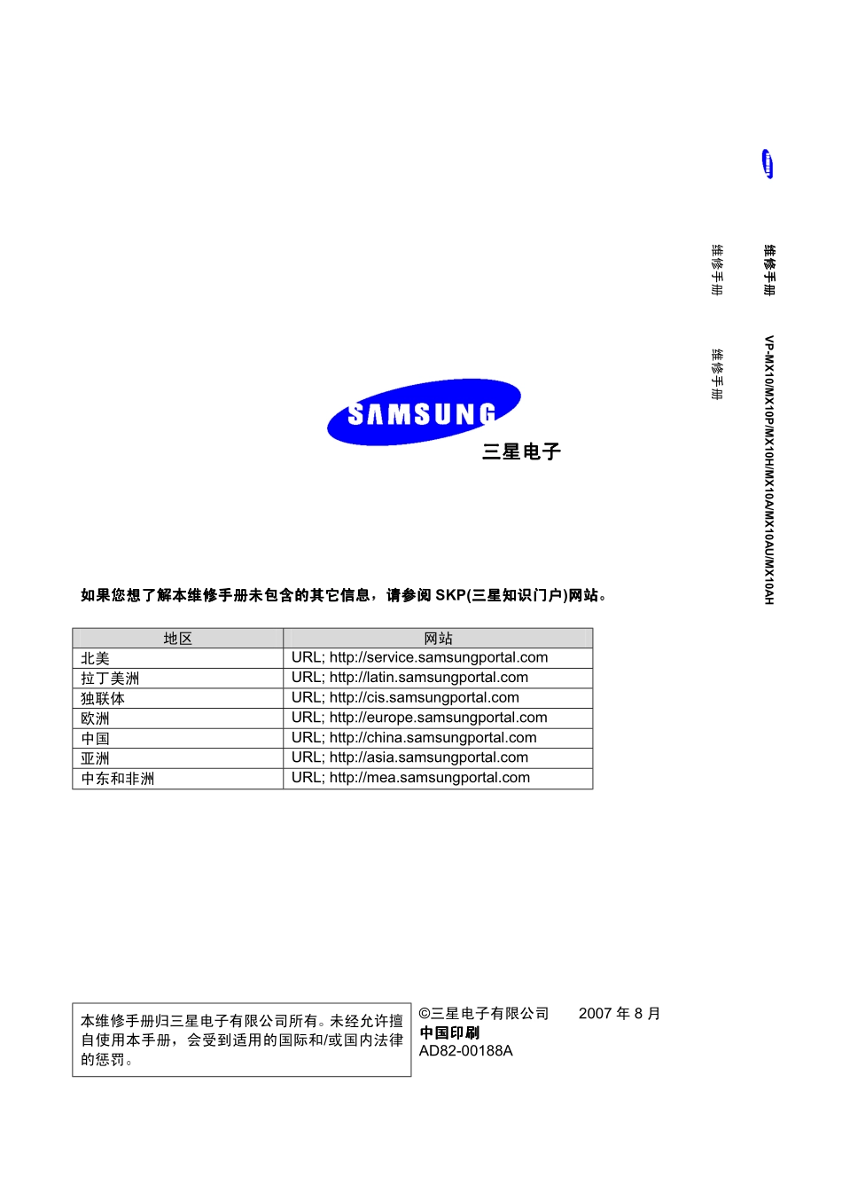 VP-MX10AUCHN 维修手册_COVER.pdf_第2页