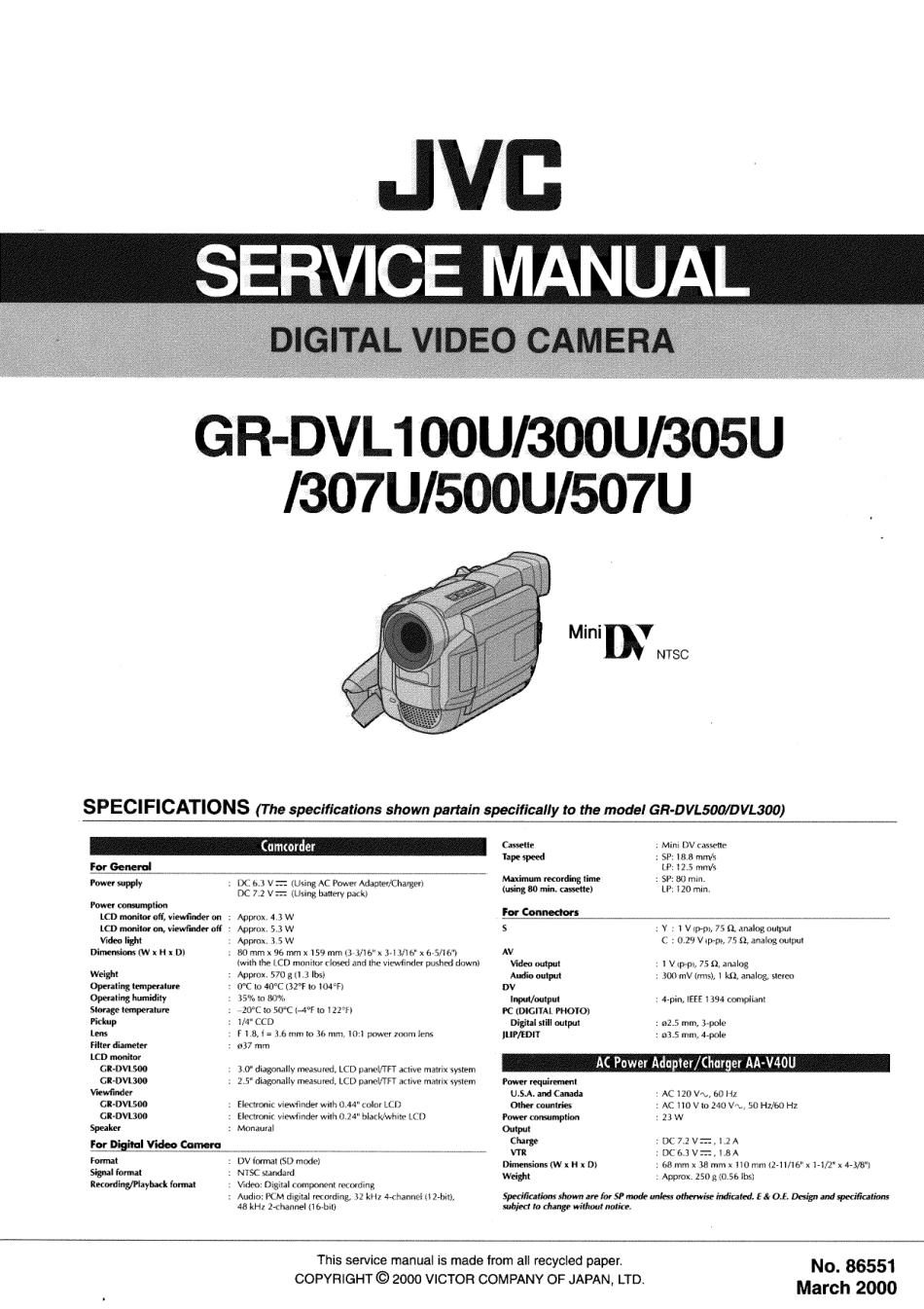 JVC胜利GR-DVL507U数码摄像机电路原理图_JVC_GR-DVL100U.pdf_第1页