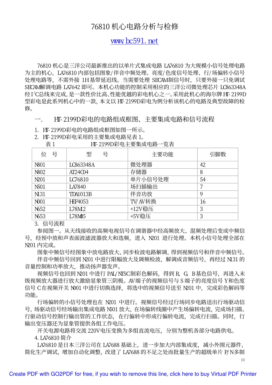 海尔HT-2199D( LC863348A+LA76810)电路分析.pdf_第1页