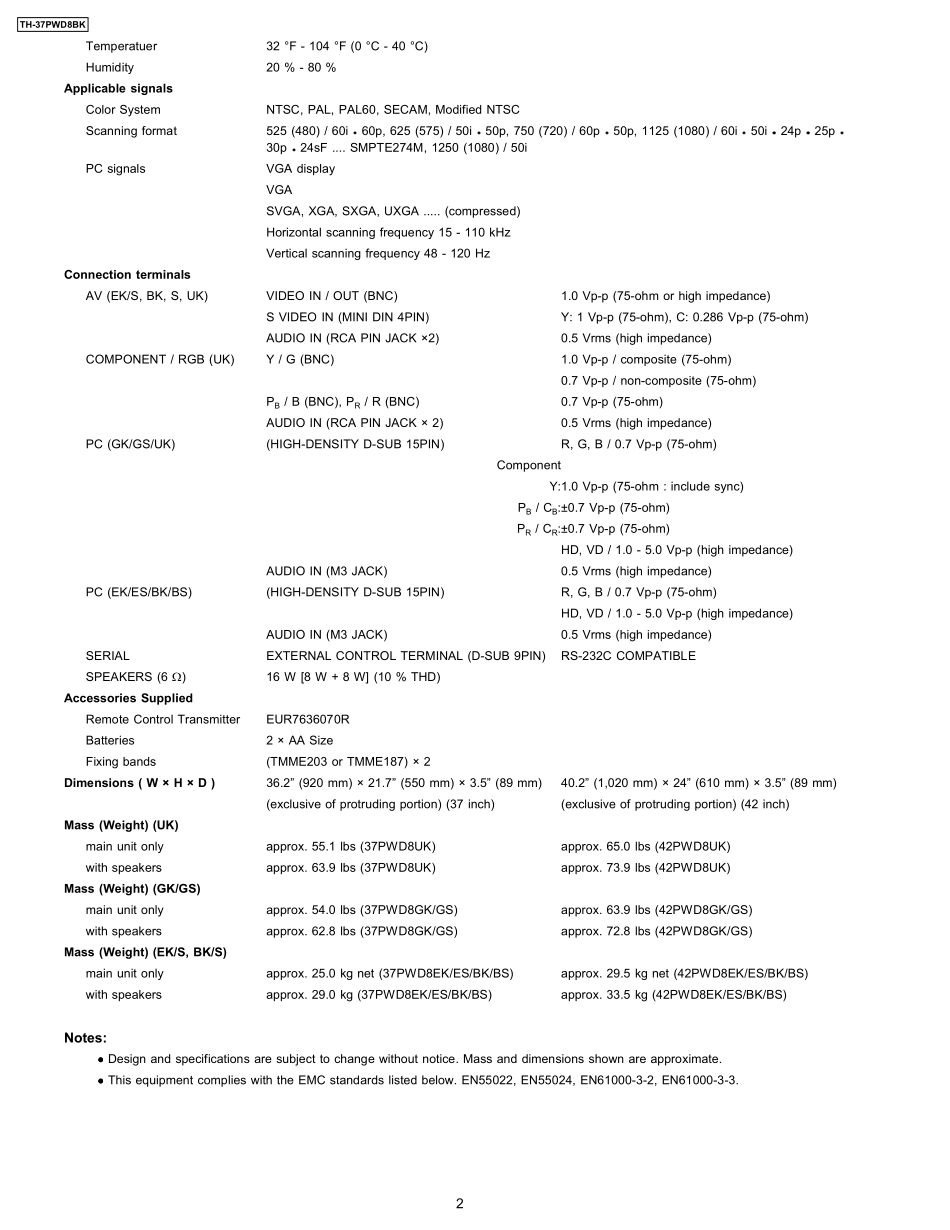 松下TH-37PWD8系列等离子电视原理图_TH-37PWD8.pdf_第2页