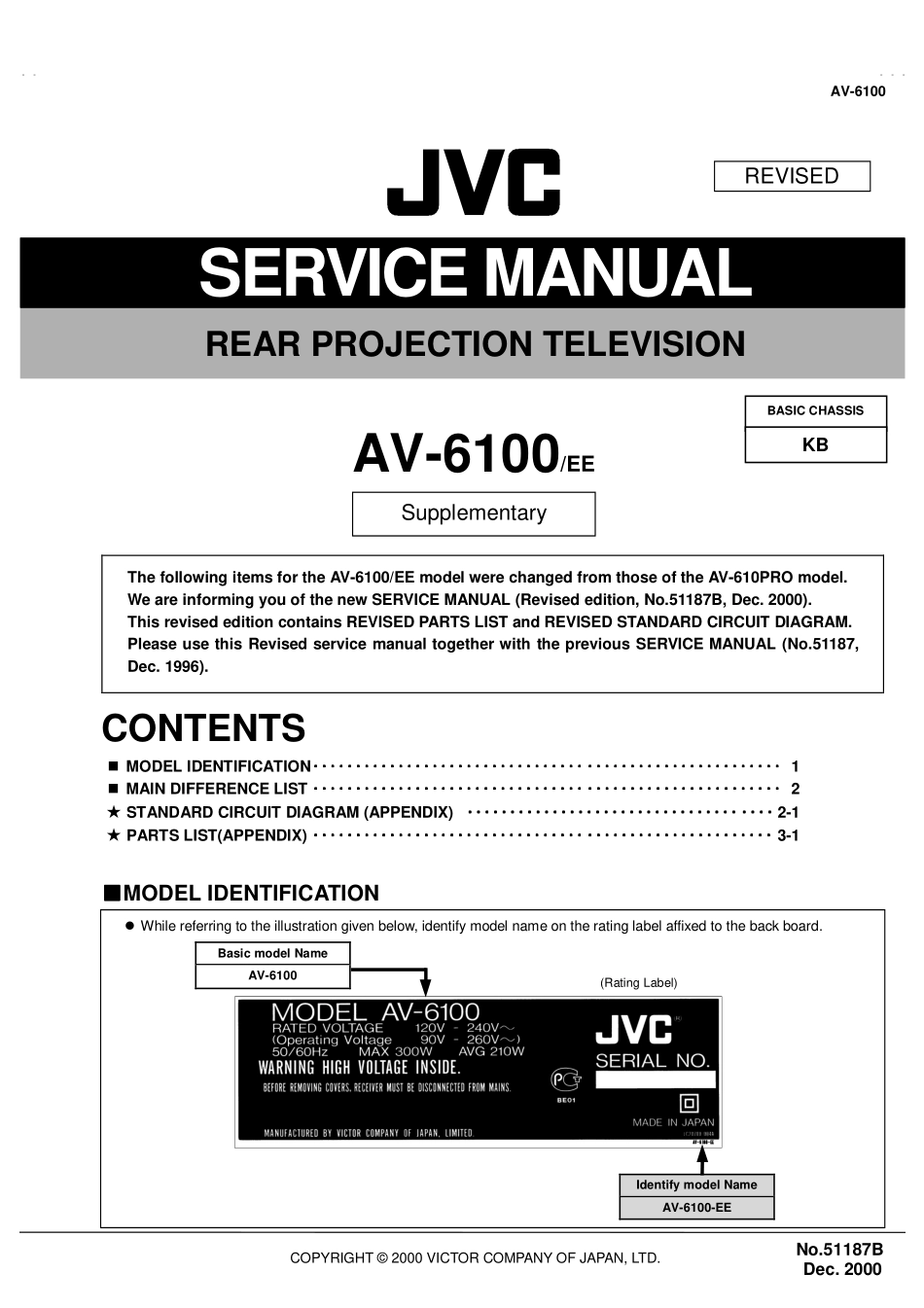 JVC胜利AV-6100彩电维修手册和原理图_JVC-AV-6100part1.pdf_第1页