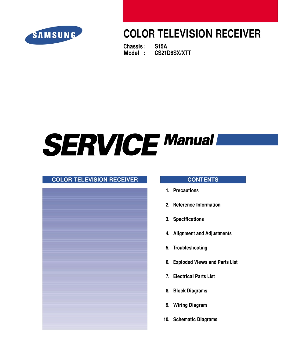 三星CS21D8SX-XTT彩电维修手册和原理图_三星CS21D8SX-XTT.pdf_第1页