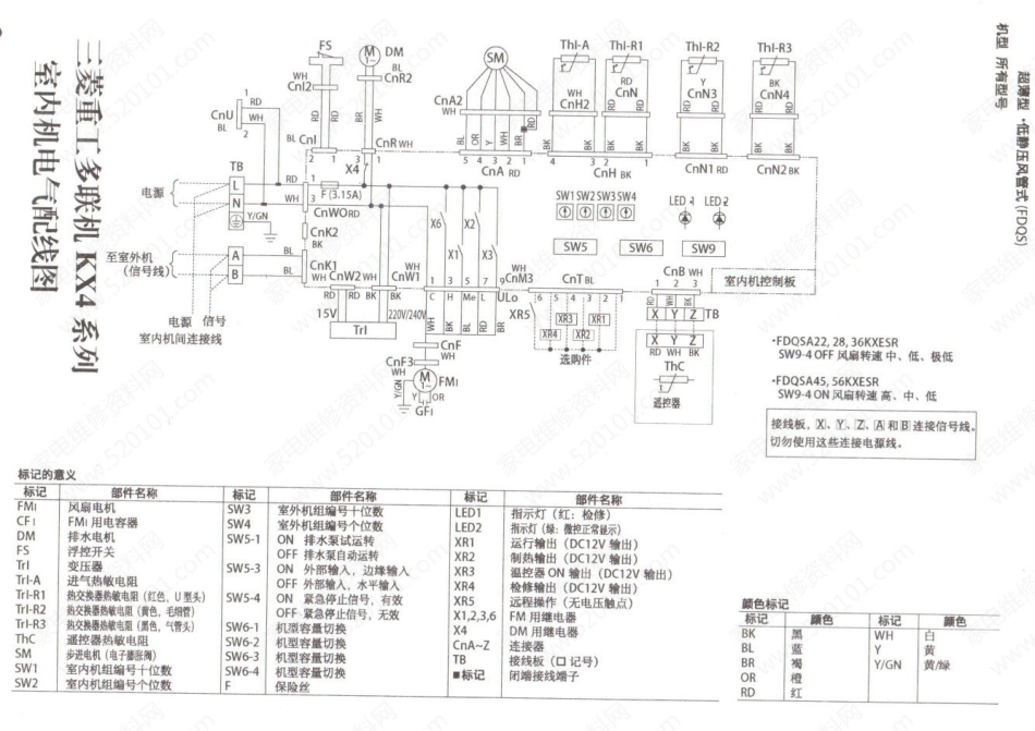 三菱重工多联机KX4系列FDQS系列中静压风管式室内机线路图.pdf_第1页