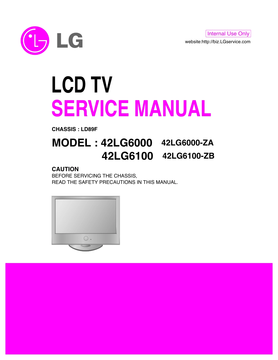 LG 42LG6000液晶彩电原理图和维修手册（英文）_LG 42LG6000液晶彩电图纸.pdf_第1页