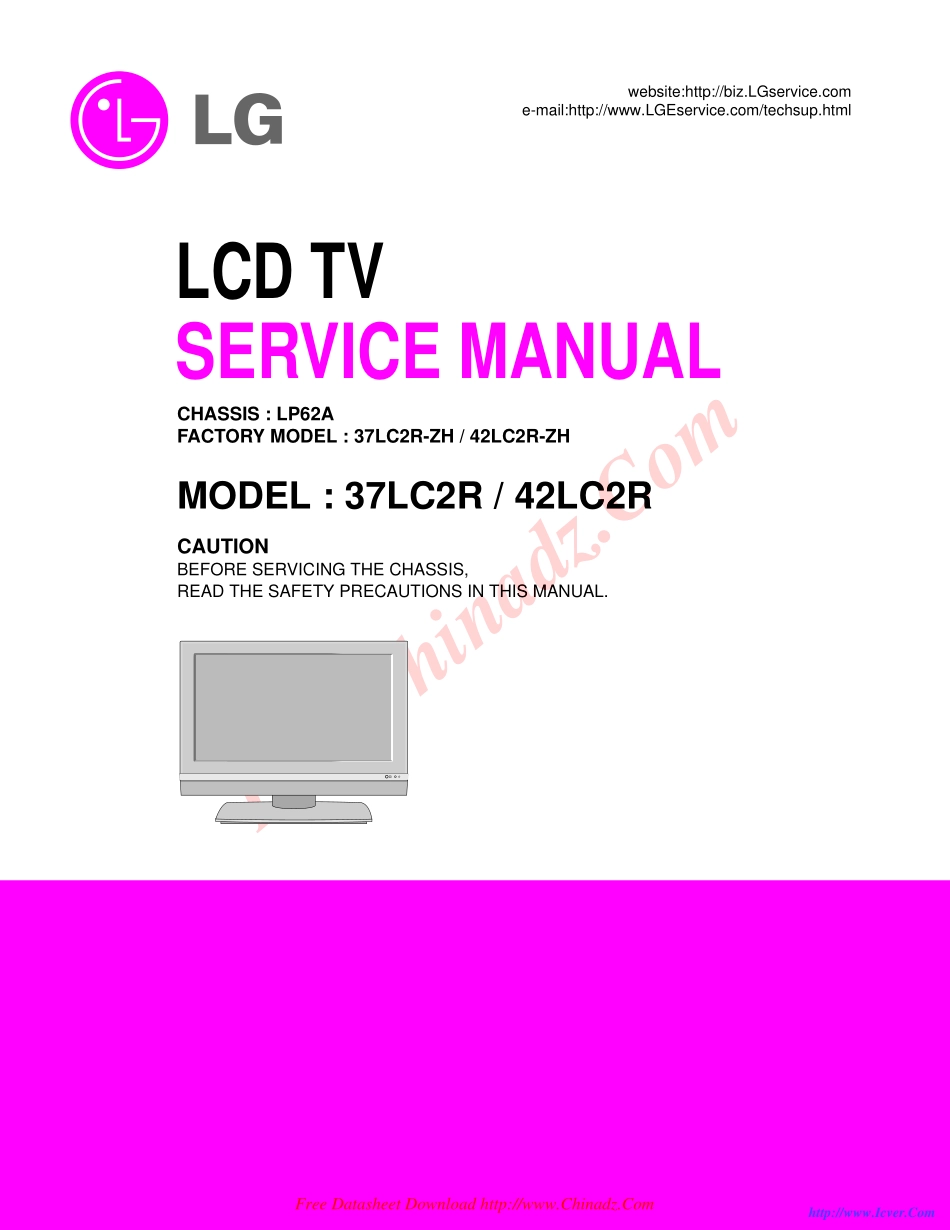 LG 37LC2R彩电原理图和维修手册（英文）_LG 37LC2R彩电图纸.pdf_第1页