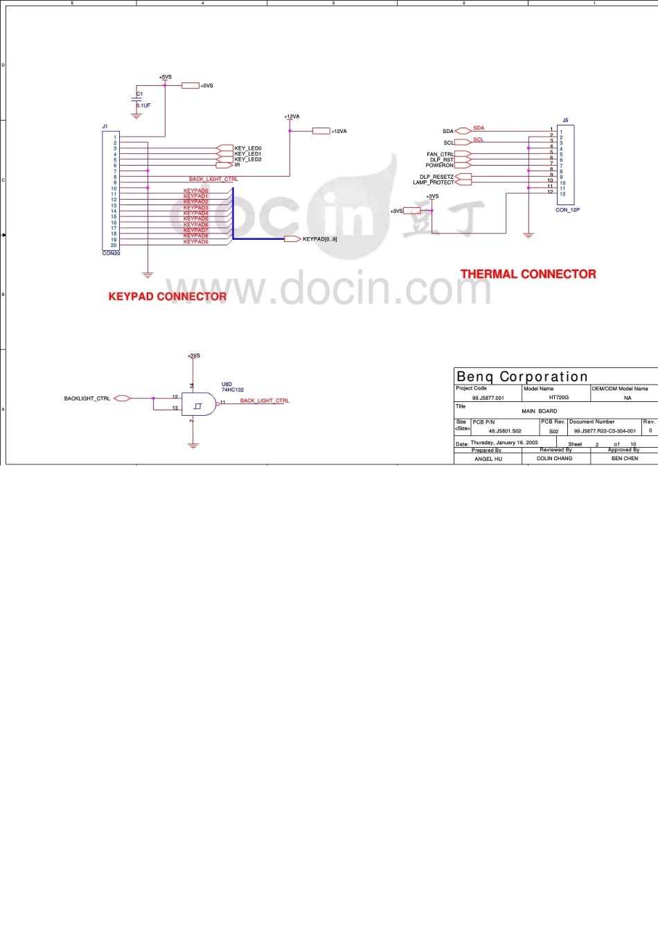 明基PE8700投影机电路原理图_benq_PE8700.pdf_第2页