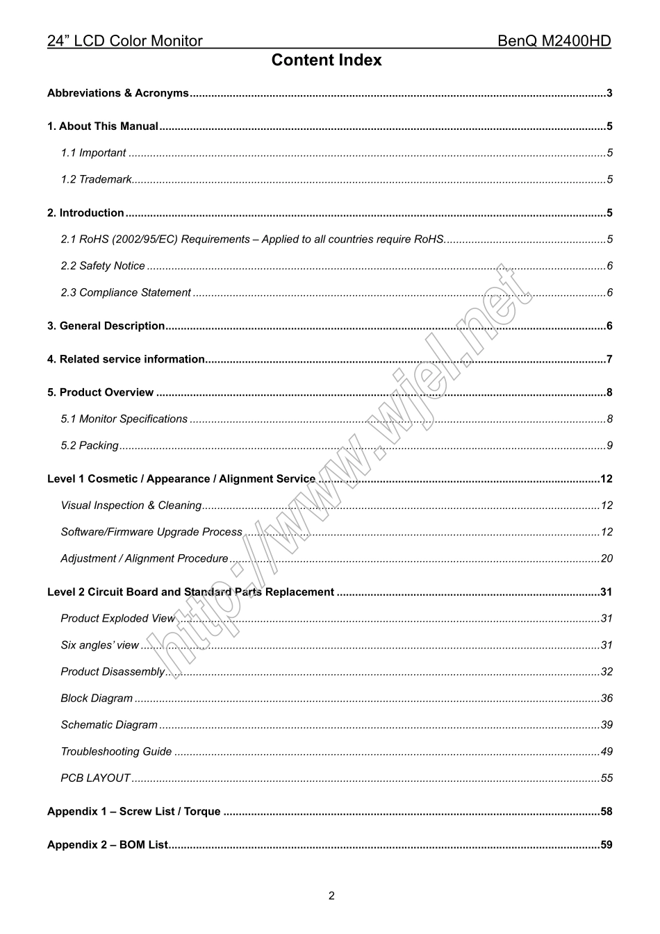 明基M2400HD液晶显示器维修手册_M2400HD.pdf_第2页