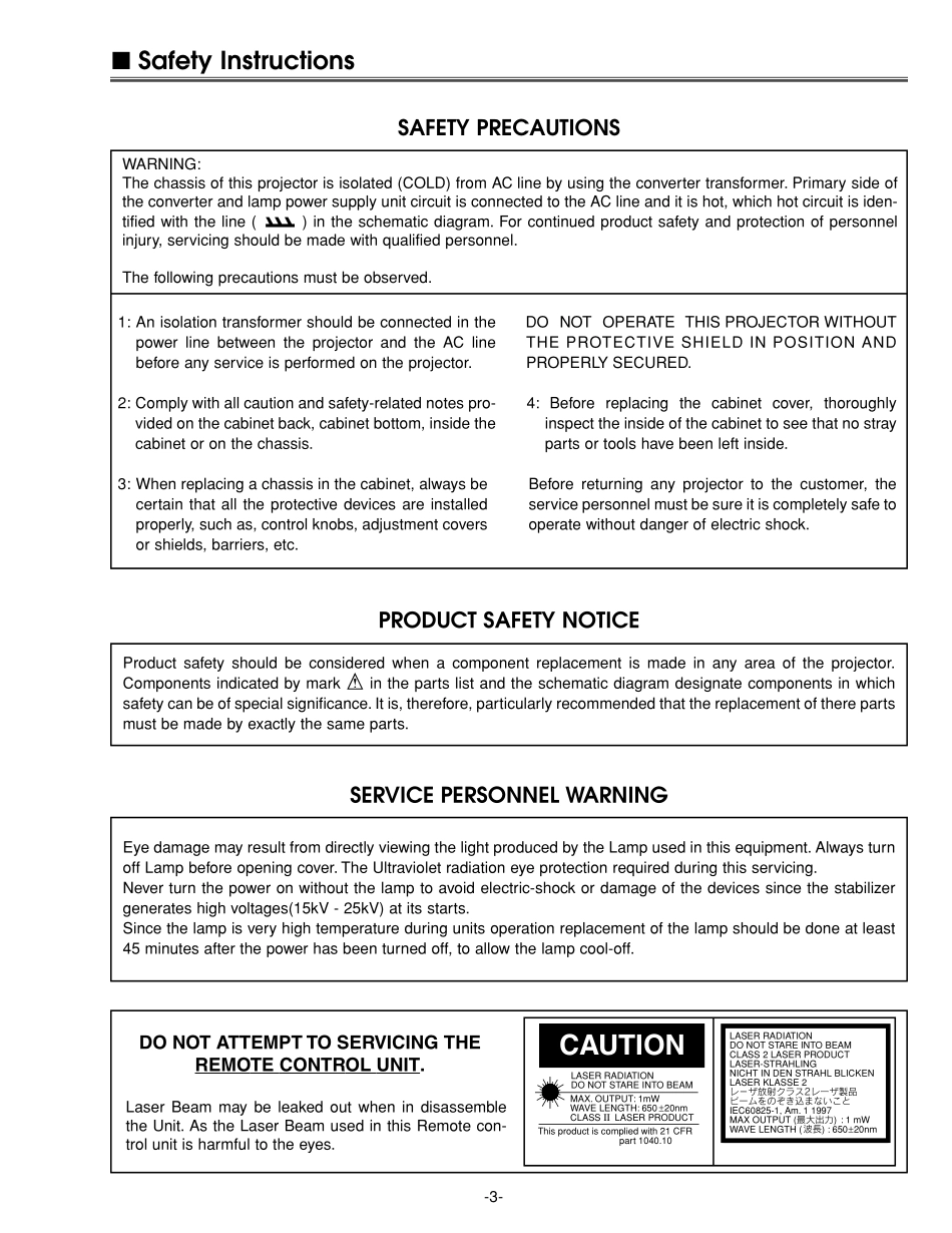 BOXLIGHT宝莱特CP-320t投影机维修手册_baolaite_CP-320t.pdf_第3页