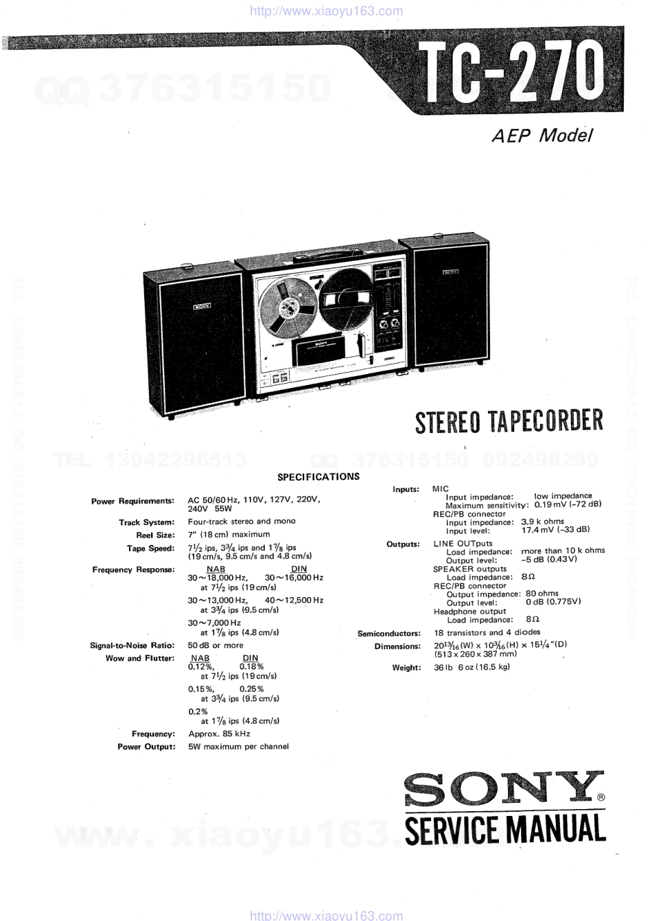 索尼SONY TC-270电路图.pdf_第1页