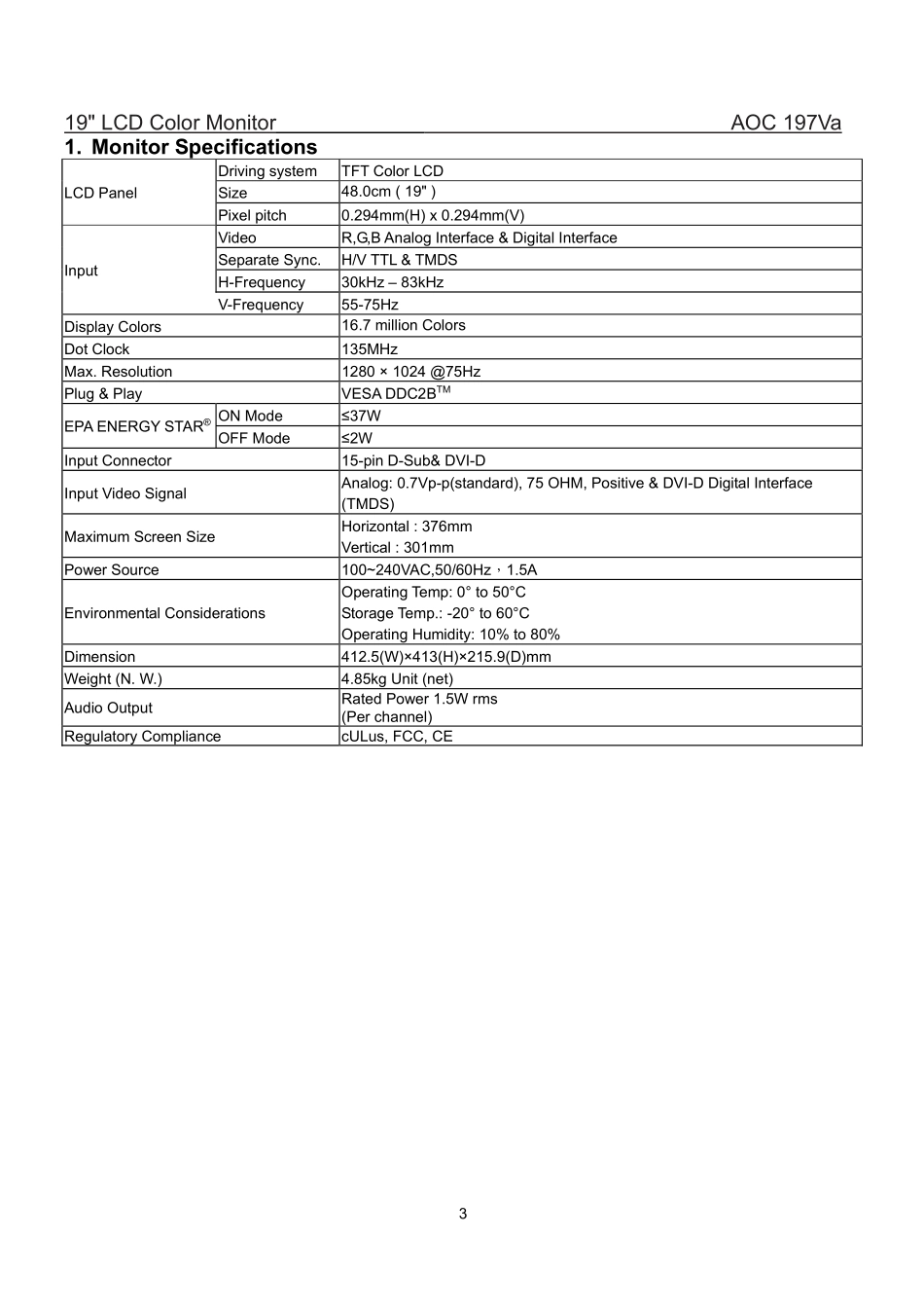 AOC 197Va液晶显示器维修手册_AOC 197Va.pdf_第3页