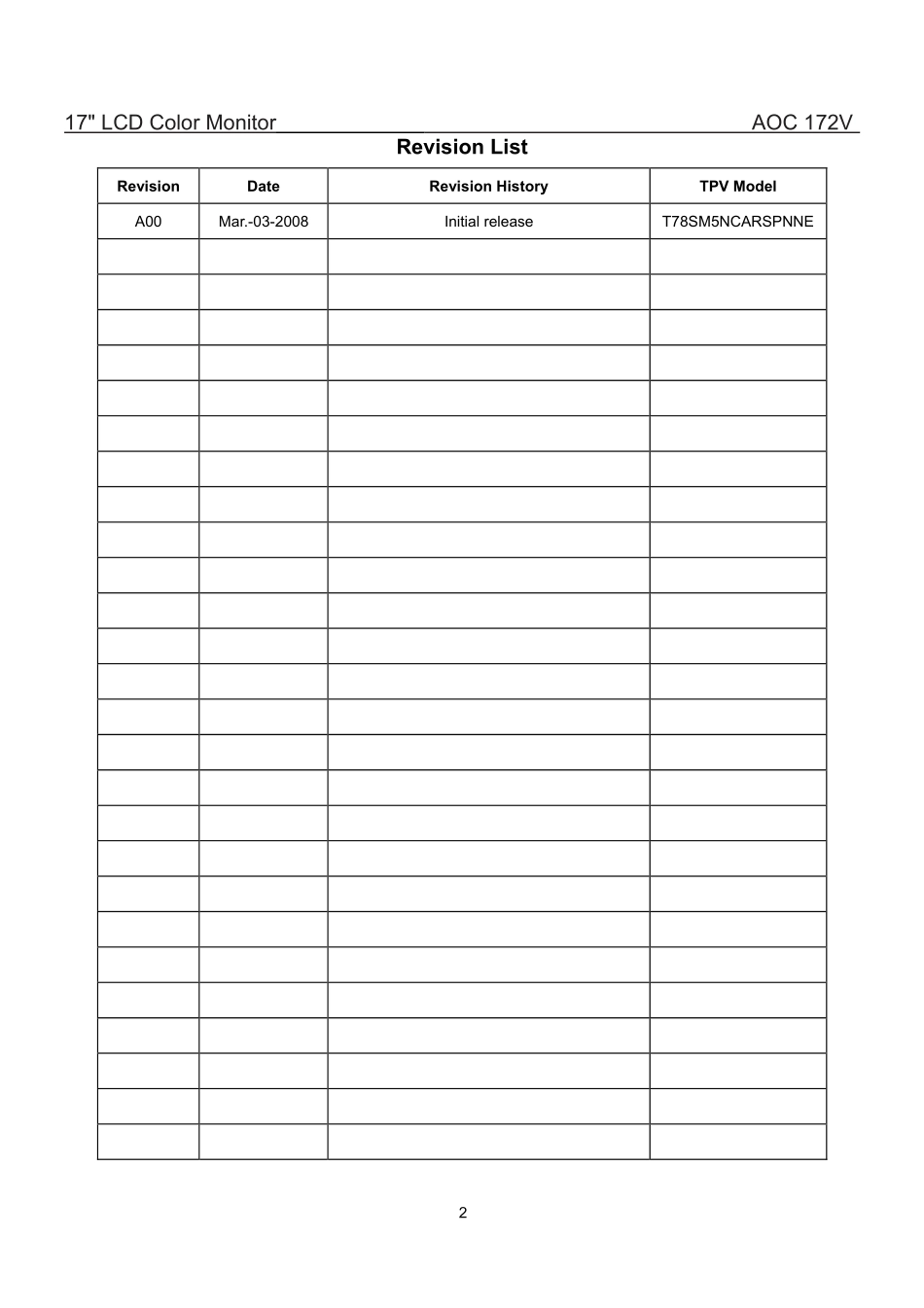 AOC 172V液晶显示器维修手册_AOC 172V.pdf_第2页