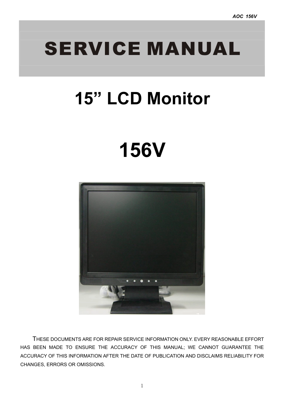 AOC 156V液晶显示器维修手册_AOC 156V.pdf_第1页