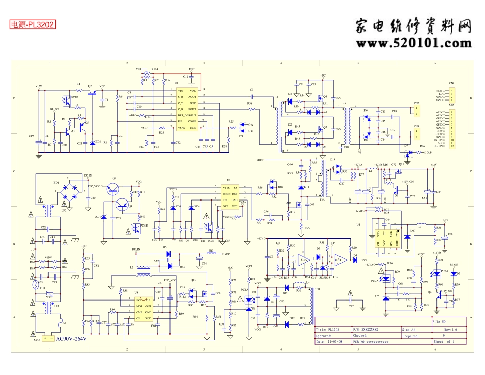 TCL液晶电视PL3202电源板（40-PL3202-PWD1XG）电路图.pdf_第1页