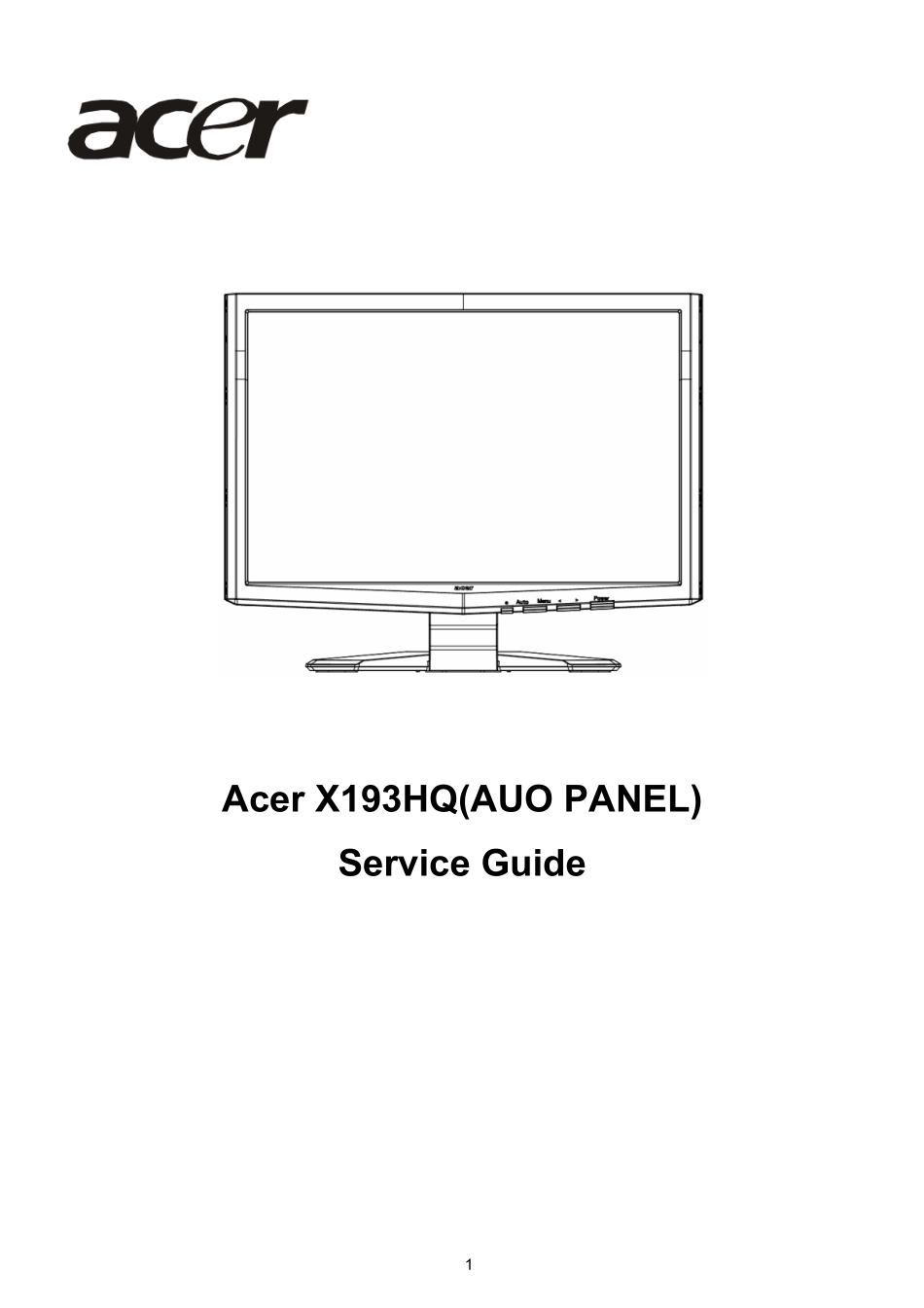 ACER X193HQ显示器维修手册_X193HQ.pdf_第1页