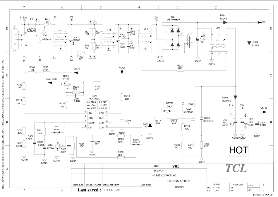 TCL液晶电视40-E421C0电源板电路图.pdf_第1页