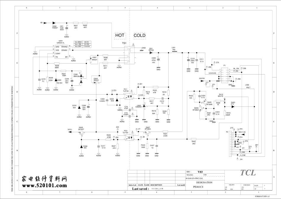 TCL液晶电视40-E461C4-PWI1XG-PW11XG电源板电路图.pdf_第3页