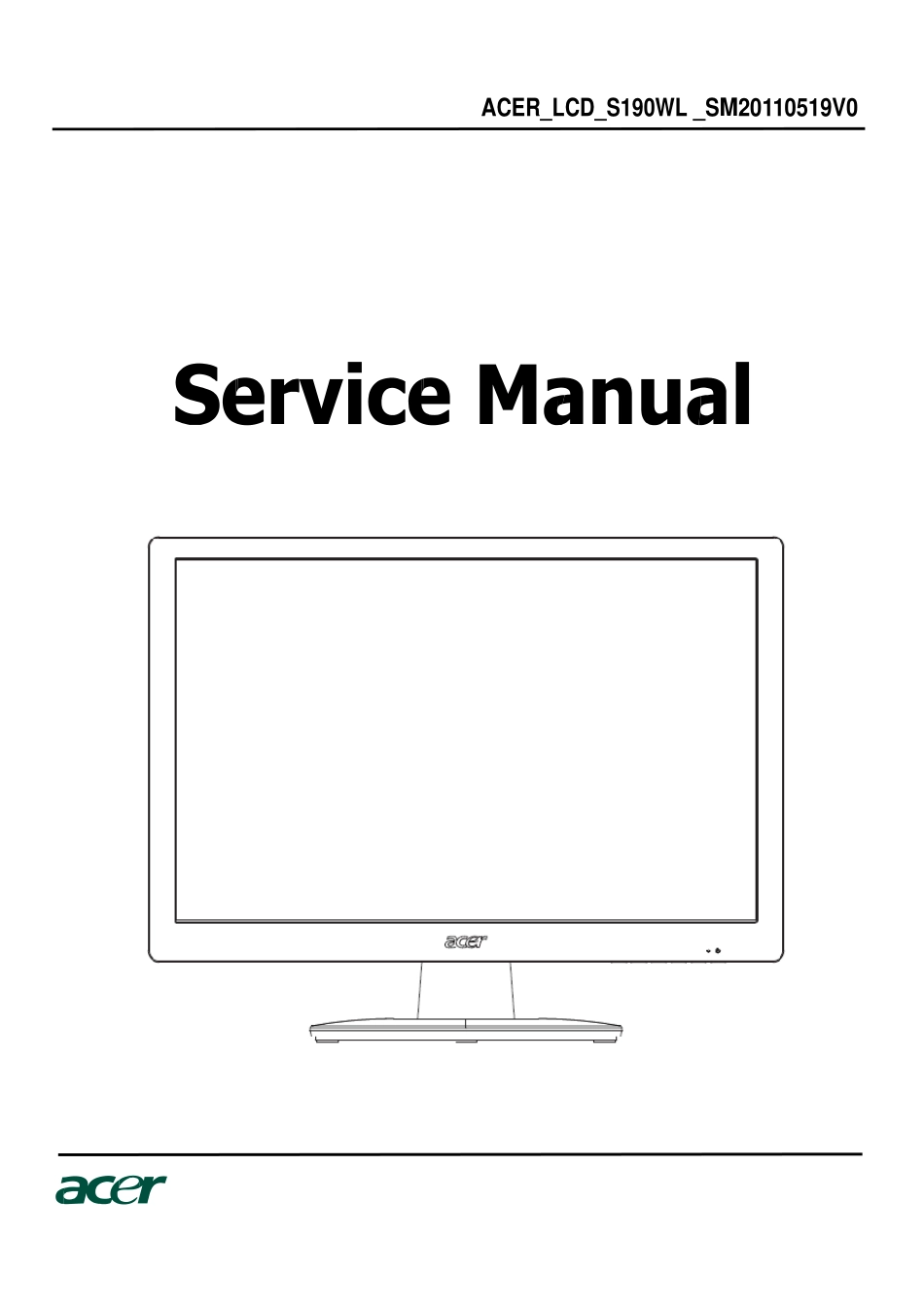 ACER S190WL液晶显示器维修手册_S190WL.pdf_第1页